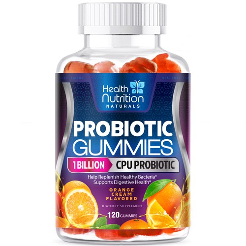 Diseño de Healthy Probiotic Gummies Label needed for Health Nutrition de agooshe