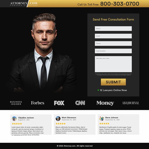 Design a Landing Page for Attorney.com Design by Umetnick