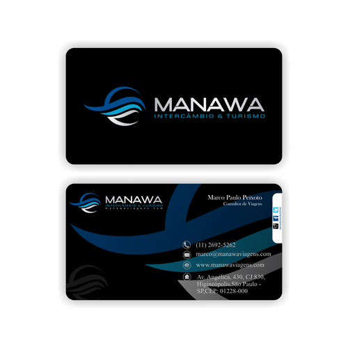 Please create a great Business Card design for travel agency Manawa! Design by Parth Soni