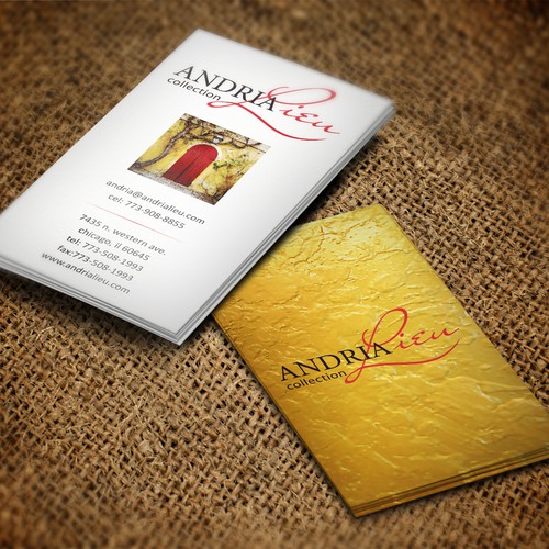 Create the next business card design for Andria Lieu Diseño de pecas™