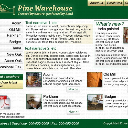 Design of website front page for a furniture website. Design by Idesigns
