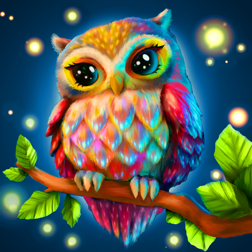 Cute Owl for painting by numbers デザイン by Valeriia_h