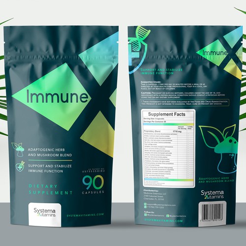 Modern and Fun Pouch Design for Natural Supplement brand Design by Vormelique