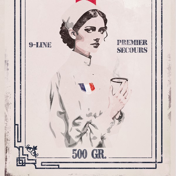 A vintage-style coffee package