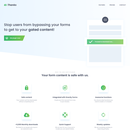 Design a landing page for Wordpress plugin - Abrupt, simple, fast, niche Design by Răzvan I.