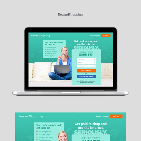 Reward Shopping Landing Page