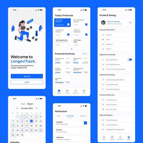 Need a mobile app design for longevity tracking app Design by Irba Digital