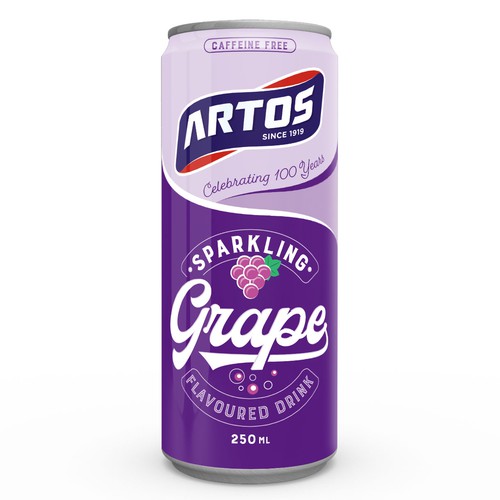 Design a packaging label for Artos Grape flavoured beverage in a Can Design by O!shine-design