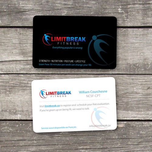 Credit cardlooking professional fitness coach business card