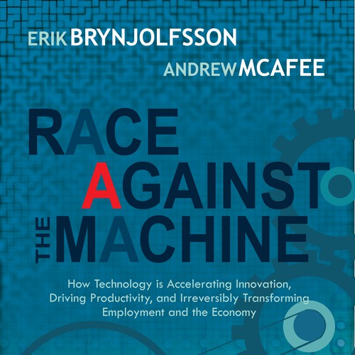 Create a cover for the book "Race Against the Machine" Diseño de amris