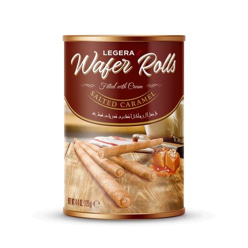 LEGERA Wafer Rolls Pack 125 gm - Salted Caramel Design by Gustavo RV