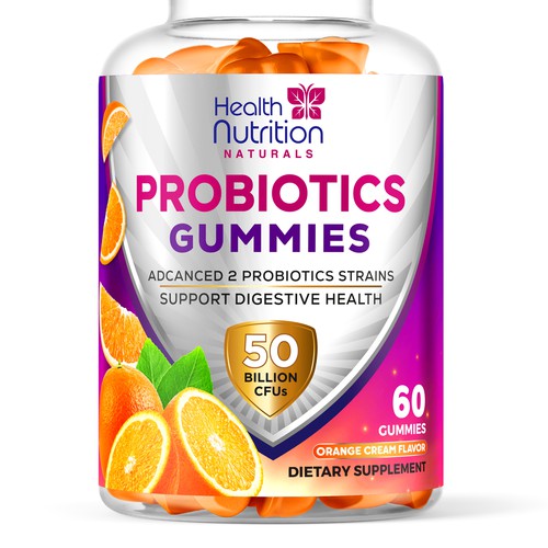 Healthy Probiotic Gummies Label needed for Health Nutrition Design by JOHN's_AlphaCreation