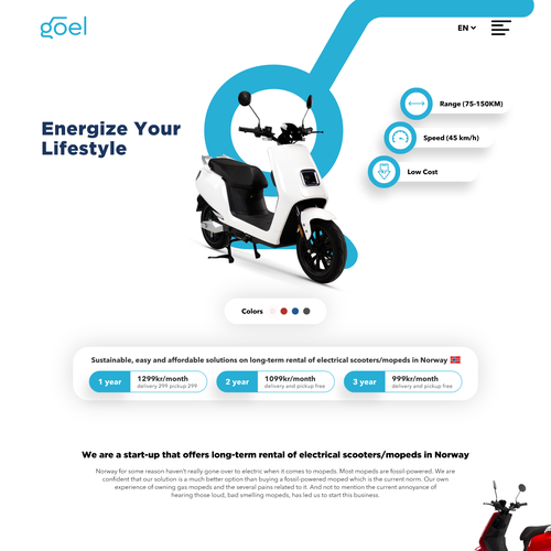 Diseño de Design brand new website for a long-term electric scooter rental start-up in Norway de -xxia-