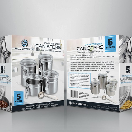 Beautiful Canisters Sets for the Kitchen Counter, Stainless Steel, Med —  SilverOnyx LLC