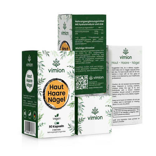 Packaging design for a German brand of high-quality food supplements Design by Designlifelk