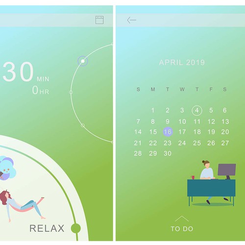 Interface Designs for Timer/Meditation app Design by LaLa.Illustrations