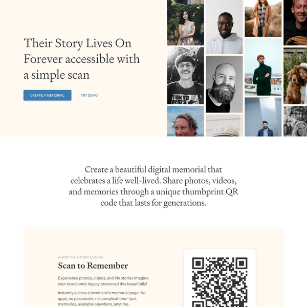 Memorial App Landing Page Submission