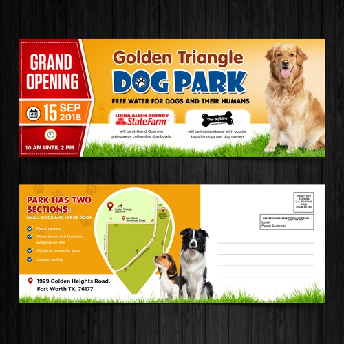 Postcard for Golden Heights Dog Park Grand Opening Design by Artist@Joy Dey
