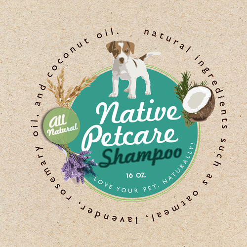 Create a clean, label for Native Petcare, an all-natural dog shampoo! Design by GMarie78