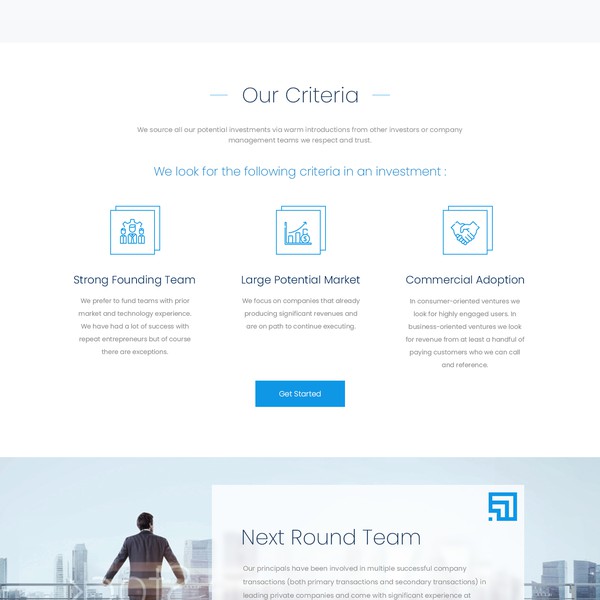 Design by P A L titled "Web design of 'Next round capital'."