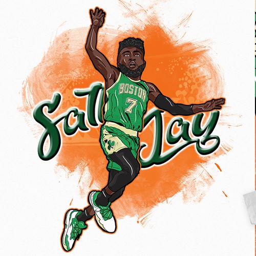 Design a cartoon t-shirt of jaylen brown from the nba team, boston celtics., T-shirt contest