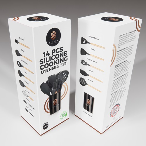 We need the best packaging for our Silicone Cooking Utensils Set Design by OrcaDev