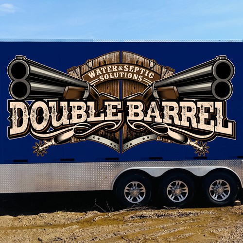 "Double Barrel – Logo for future trailer wrap design" winning PowerPoint template