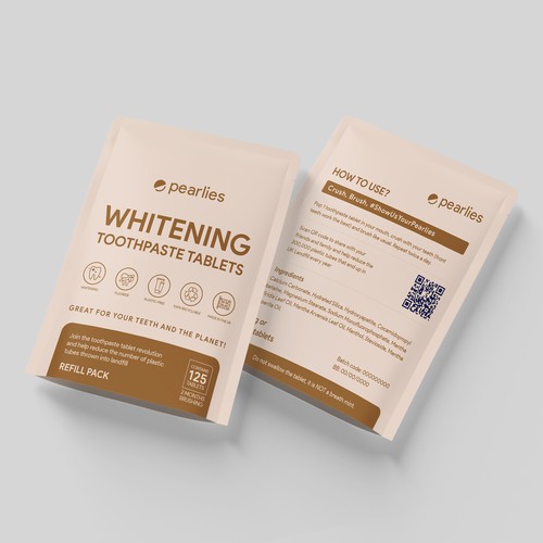 Design an attractive refill pack for a trendy new toothpaste tablet brand Design by farhanubaid