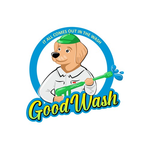 Pressure Washing Company Logo with Dog Incorporated Design by Tanya.