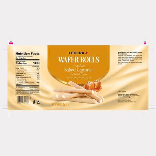 LEGERA Wafer Rolls Pack 125 gm - Salted Caramel Design by Gustavo RV