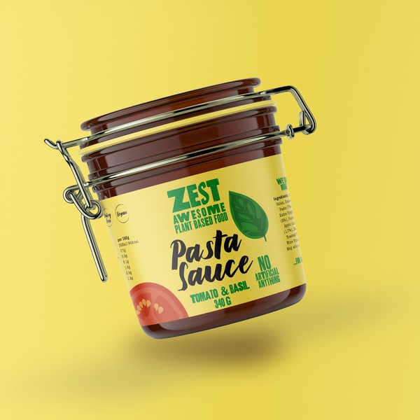 Design by Alexander Kremb titled "Bold concept for ZEST Pasta Sauces"