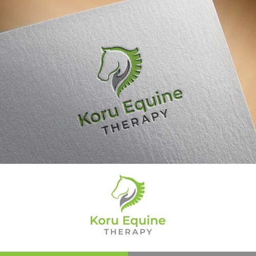 Equine sports massage logo with fern flair Design by ellie7