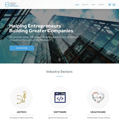 Create a modern Word Press theme design for Lewis & Clark Ventures Design by Balabek