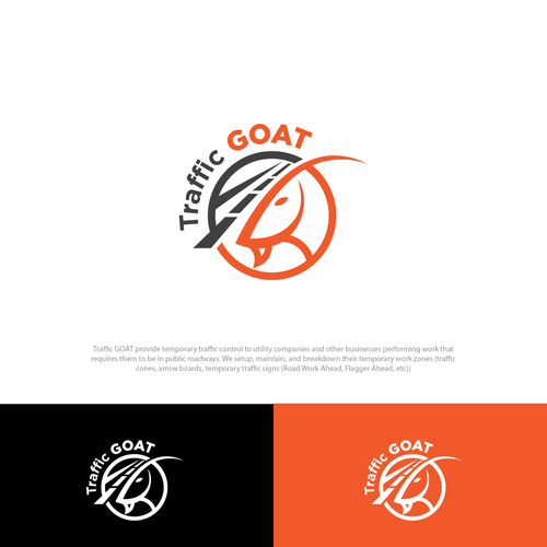 Design by Shamora Dsgn titled "TrafficGOAT LLC -Traffic control company looking for a logo to help distinguish them as the G.O.A.T."