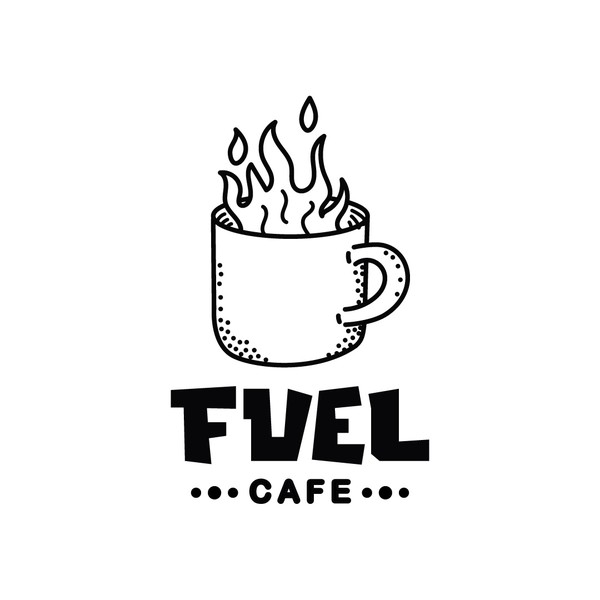 A bold, hand-drawn logo for a cafe