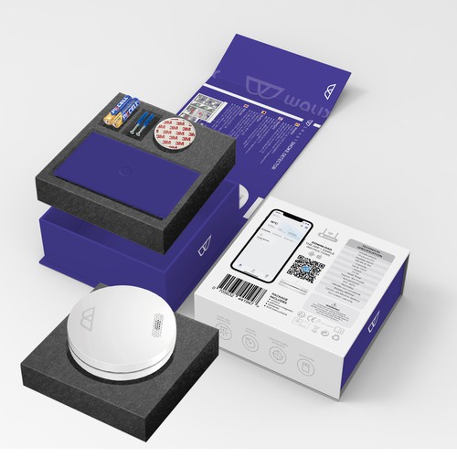 Need a complete modern and powerful packaging for our intelligent smoke detector. Design by Designlifelk