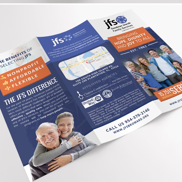 Design by Nebojsa D. titled "Tri-fold brochure for Jewish Family Home Care"