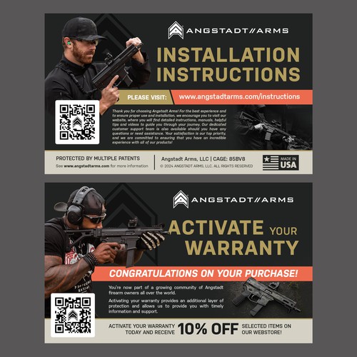 Warranty activation flyer for gun company (postcard) Design by Alphabet ♥