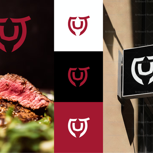 Design creative modern butcher shop logo and slogan Design by Liam Holden.