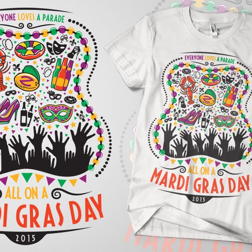 Festive Mardi Gras shirt for New Orleans based apparel company Design by revoule