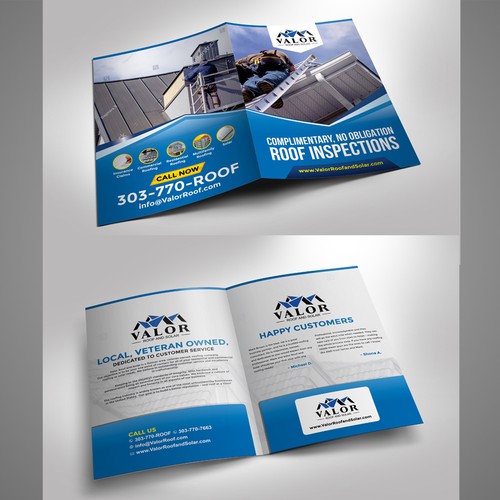 Presentation Folder Design, fast growing roof & solar company in Colorado.  Help us stand out! Design by Dzhafir