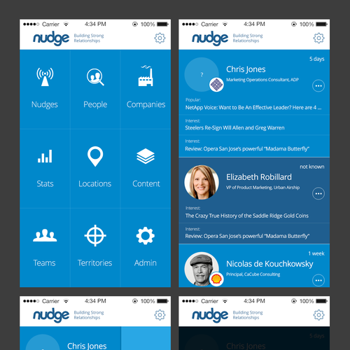 Two-screen design refresh for sales application on phone/tablet Design by hardworking