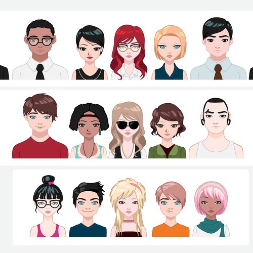 Design 15 Avatars (heads) for an avatar engine デザイン by Viridiana