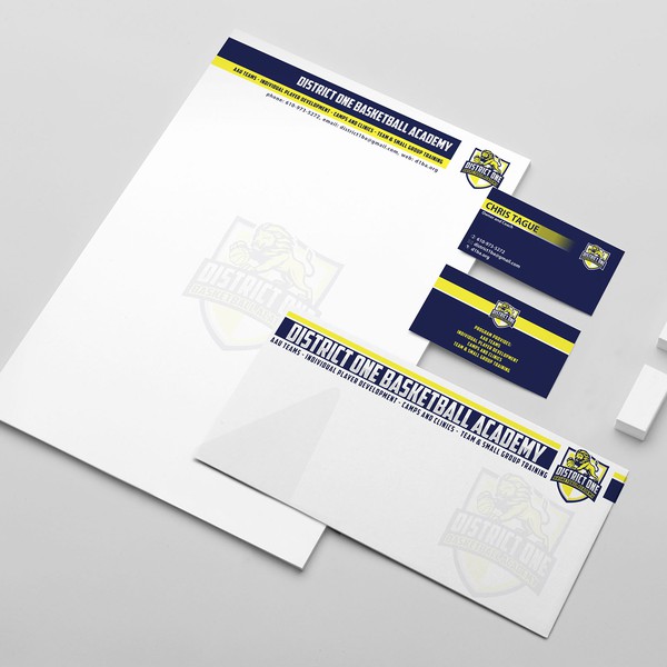 Design by maxrouph titled "Sporty Design Stationery for DistrictOne"