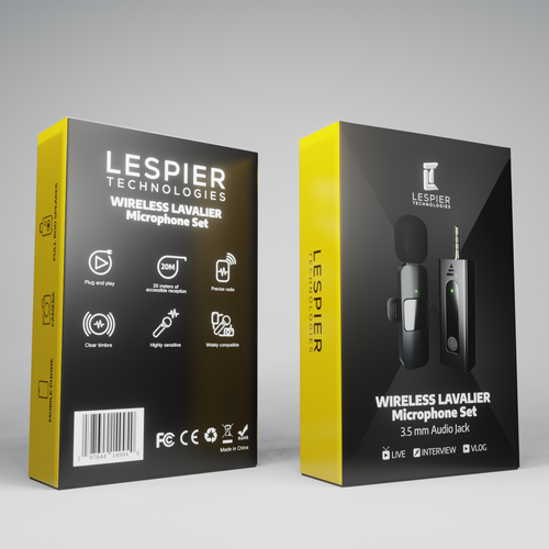 Need modern & catchy packaging design for wireless microphone set Design by degowang