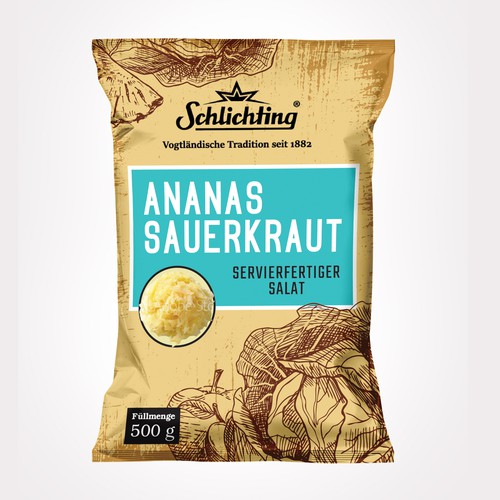 Diseño de Stayin alife - Refresh an old fashion package for Salad with Sauerkraut, Pineapple and Apple de Jena-288