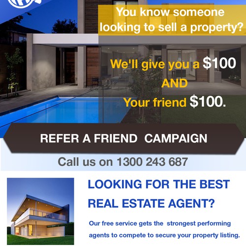 Design a "Refer a friend" campaign flyer for a real estate agency Postcard, flyer or print contest