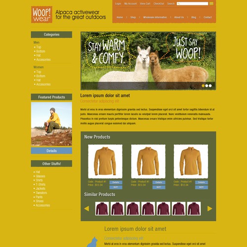 Website Design for Ecommerce Business - Alpaca based clothing company. Diseño de odhed™