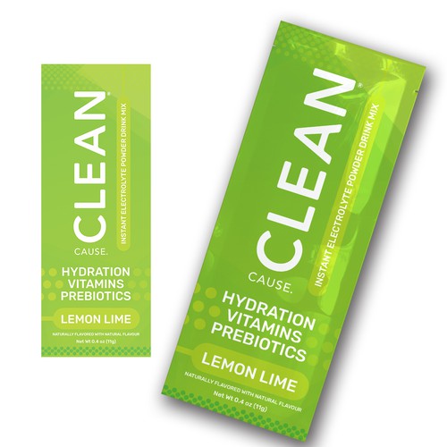 CLEAN Cause Hydration Stick Packets Design by desainbagus3