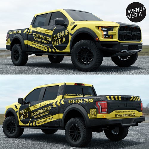 Need A Powerful / Aggressive Construction-Focused Wrap For Our Ford Raptor! Design by adelea